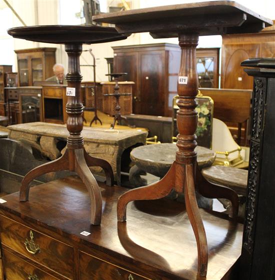 Two Regency mahogany tripod tables